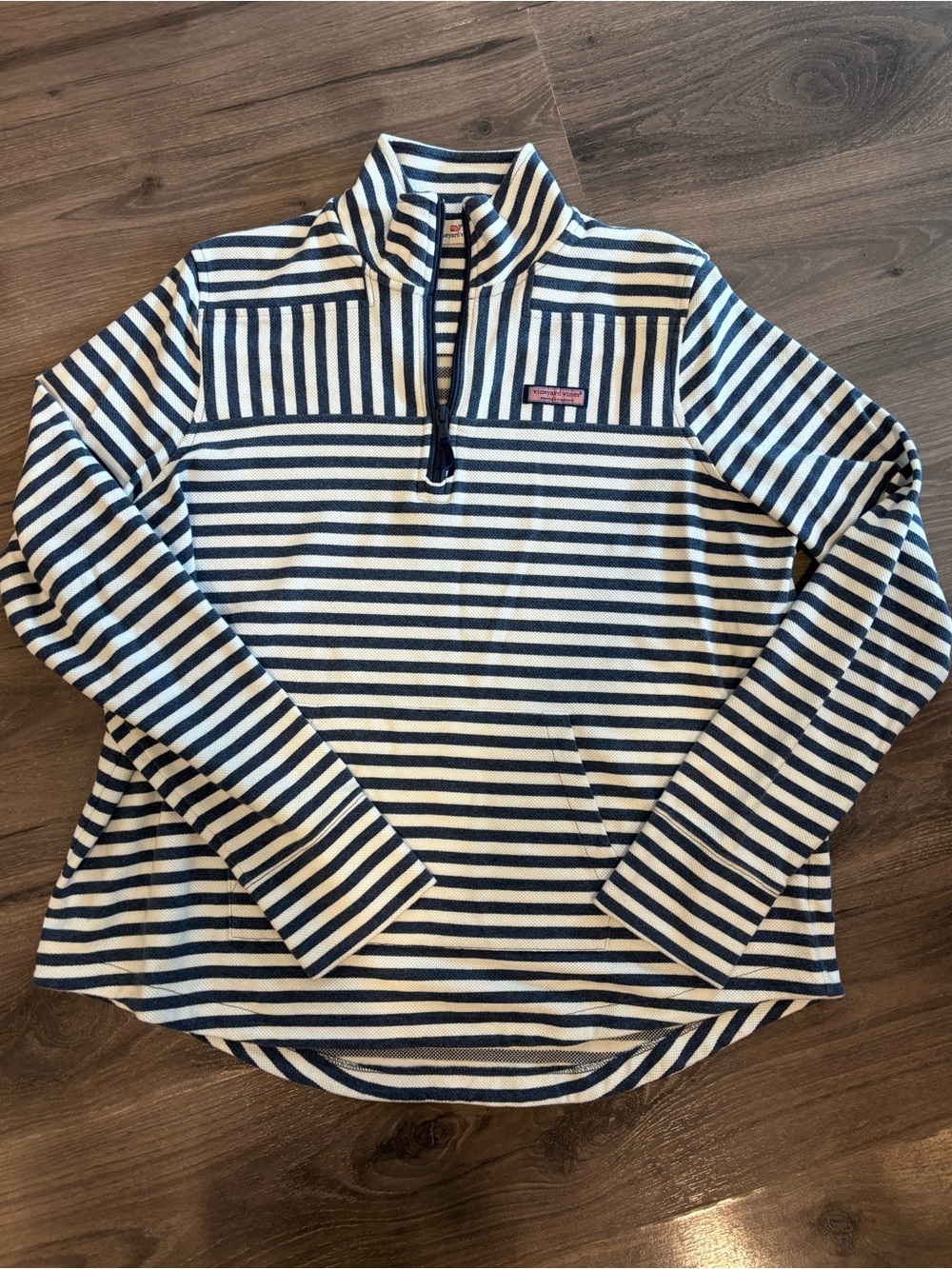 Vineyard Vines Navy & White Striped Quarter-Zip Pullover